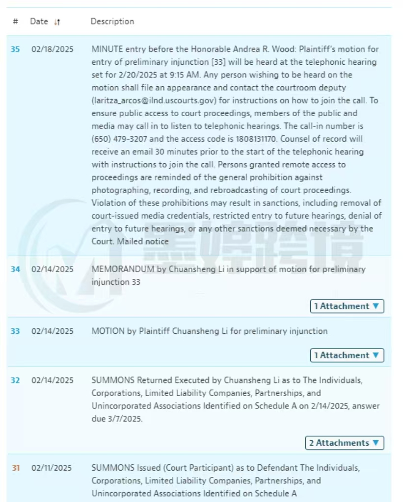 已经开始冻结！国人版权和小众专利已发TRO，经典IP开始维权！【25-cv-1703、25-cv-12552、25-cv-47】